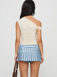 back view of model wearing Princess Polly Rhode Mini Skort Blue Stripe Mini Skirts 