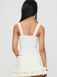 back view of model wearing Princess Polly Hatching Top White Sleeveless Sweetheart 