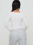 back view of model wearing Princess Polly Lunella Bodysuit White Full Sleeves 