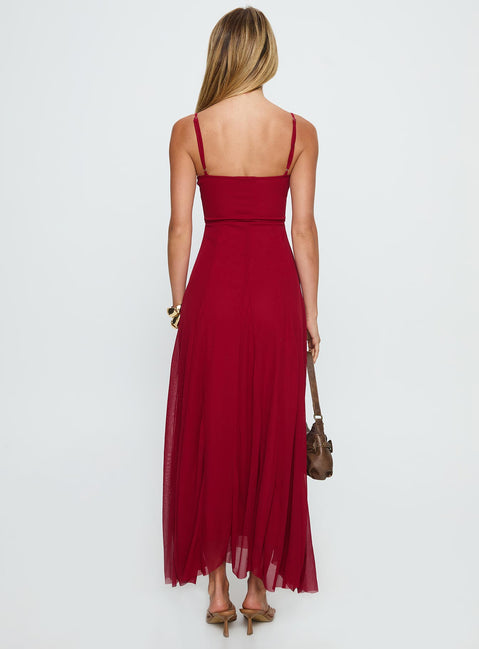 Janeira Pleat Maxi Dress | Red | Womens Janeira Pleat Maxi Dress | Red | Womens