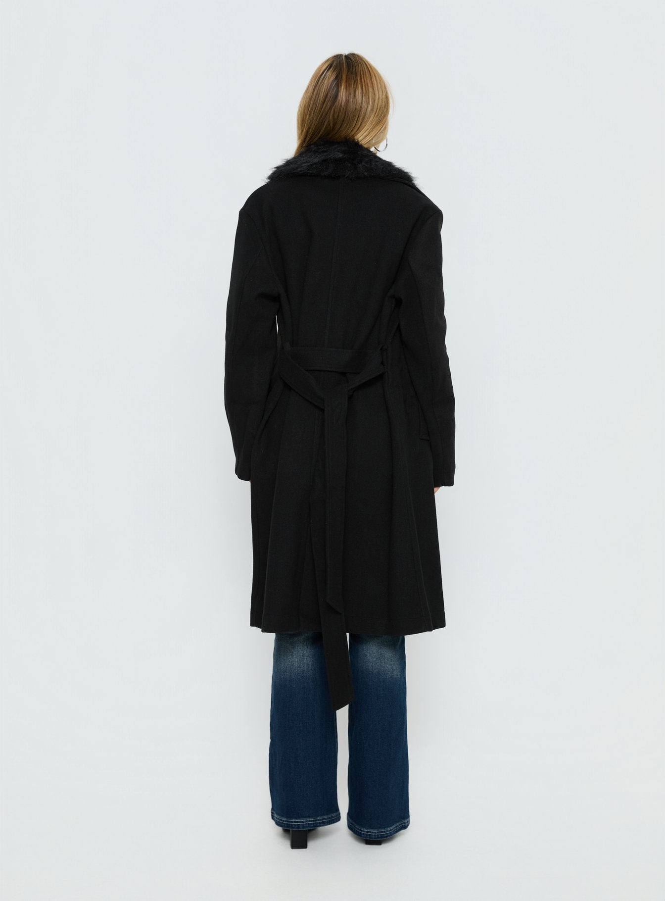 Hallyn Faux Fur Collar Coat Black