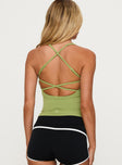 Layup Active Longline Cross Back Top Green