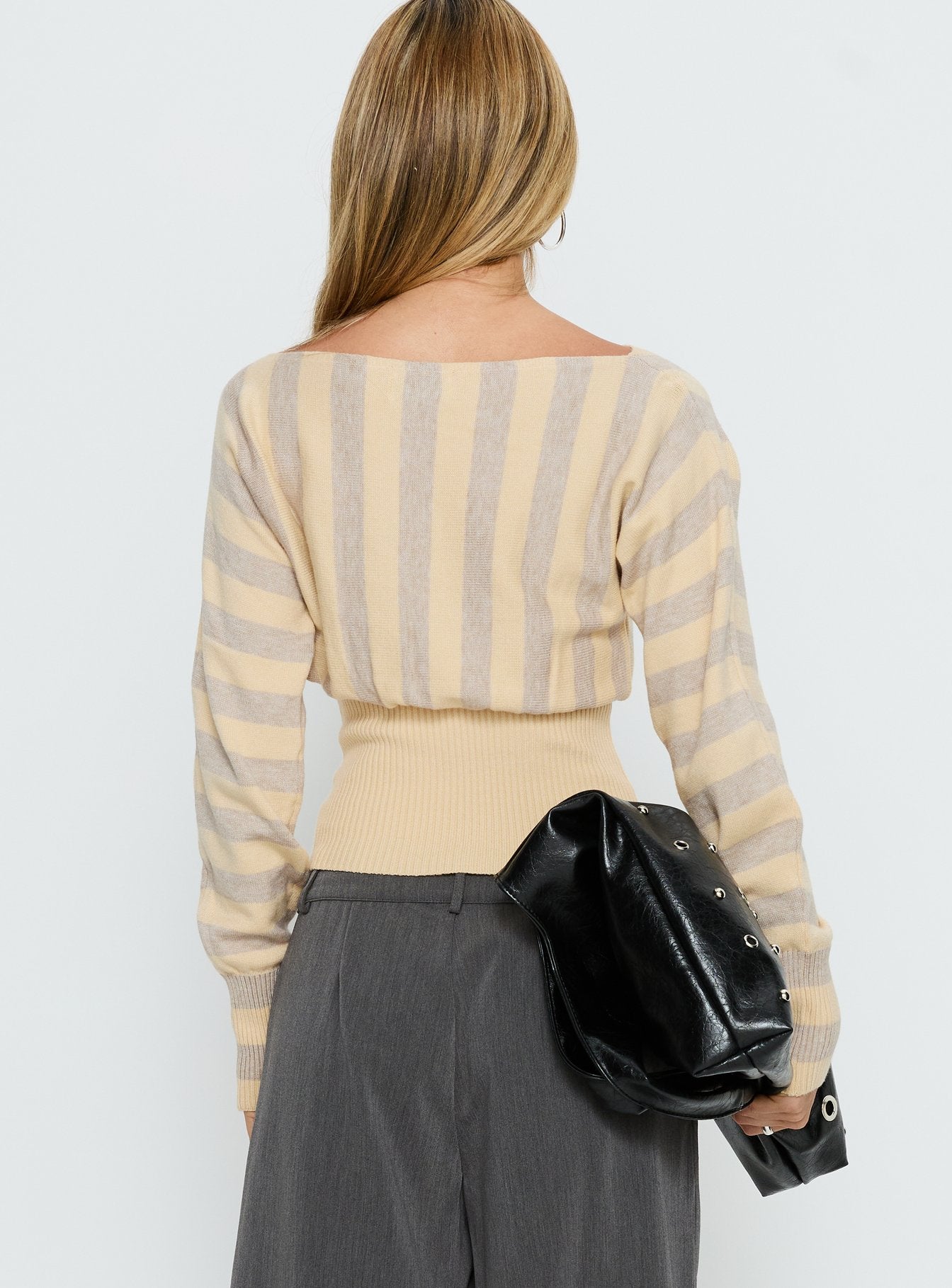 Finlea Cinched Long Sleeve Top Yellow Stripe