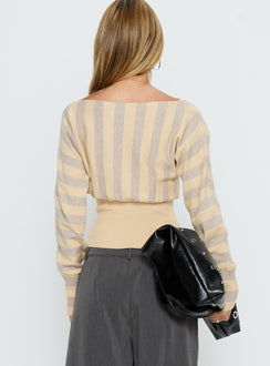 Finlea Cinched Long Sleeve Top Yellow Stripe