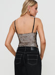 back view of model wearing Princess Polly Maidenwell Contrast Top Multi Sleeveless Square Neck 