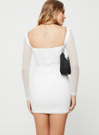 Princess Polly Sweetheart Neckline  Crowther Long Sleeve Mini Dress White