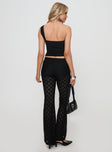 back view of model wearing Princess Polly Jubilee Flare Pants Black High Waisted Pants 