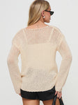 back view of model wearing Princess Polly Protea Knit Sweater Beige 