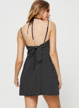 product Princess Polly Asymmetric Neckline  Koko Mini Dress Black Polka Dot