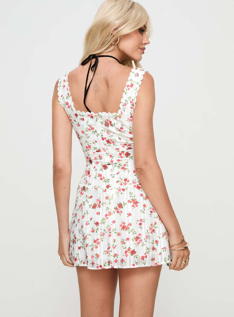 Dasha Mini Dress White Floral Tall Princess Polly USA
