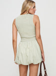 back view of model wearing Princess Polly Narnie Mini Dress Sage Crew Neck 