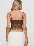 back view of model wearing Princess Polly Andorra Top Brown Sleeveless Sweetheart 