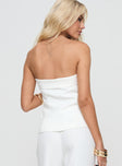 back view of model wearing Princess Polly Change It Up Strapless Top White Petite Sleeveless straight 