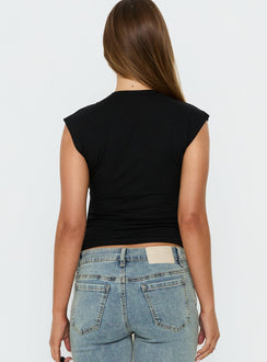 Delectable Tie Detail Short Sleeve Top Black