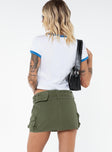 Low-rise Mini skirt  Slim fitting, Colour may vary slightly between styles, Hook & zip fastening, Removable waist belt, Oversized buckle, Silver-toned eyelets, Twin side pockets 