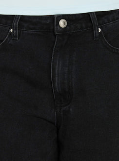 Naylor Mid Rise Wide Leg Jeans Washed Black Tall