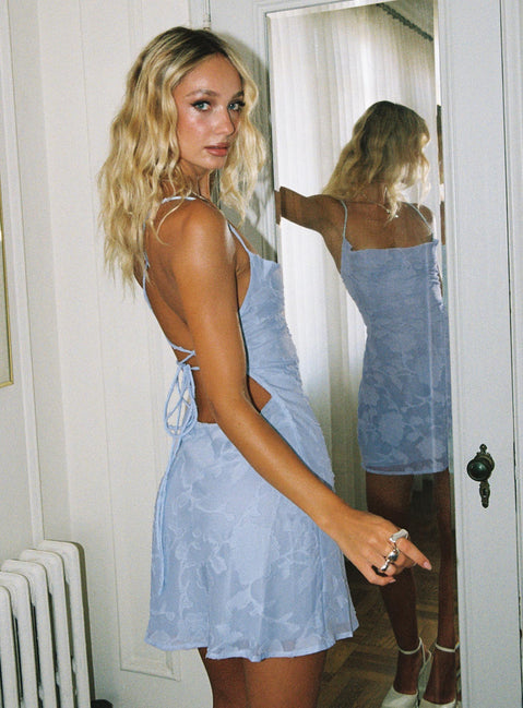 Celena Mini Dress Light Blue Burnout Petite | Princess Polly Celena Mini Dress Light Blue Burnout Petite | Princess Polly