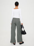 Front view of model wearing  front Princess Polly High Waisted Pants  Jeaney Cargo Pants Slate