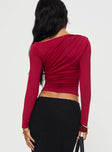 product Princess Polly Full Sleeves Asymmetric Neckline  Spiller Off The Shoulder Top Burgundy