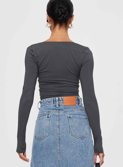 product Princess Polly Full Sleeves Sweetheart  Candyce Long Sleeve Top Slate