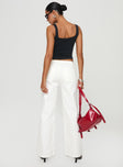 back view of model wearing Princess Polly Benicale Low Rise Cargo Pants White Low Rise Pants 