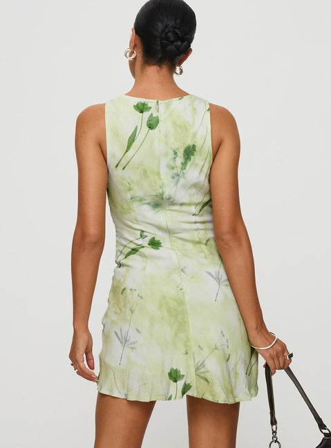 Vivre Mini Dress | Green Floral | Womens | Princess Polly Lower Impact Vivre Mini Dress | Green Floral | Womens | Princess Polly Lower Impact