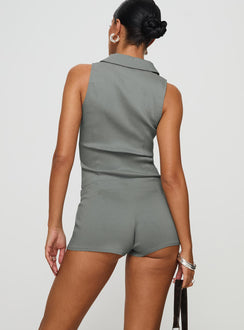 back view of model wearing Princess Polly Jarli Hot Pants Grey 