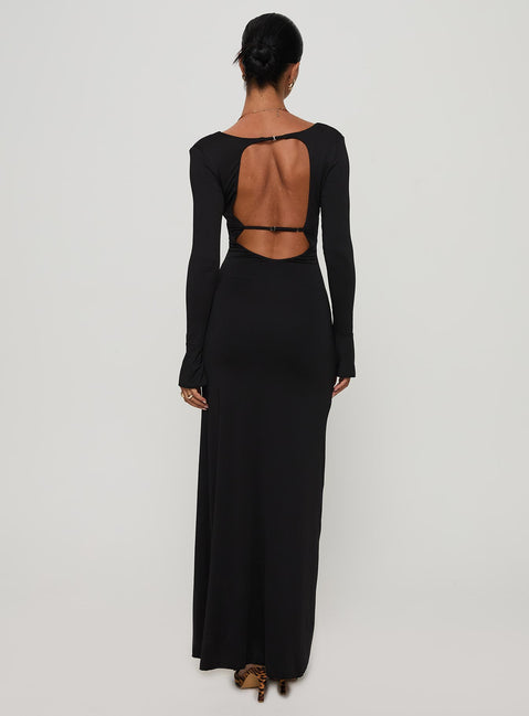 Lezure Plunge Long Sleeve Maxi Dress Black | Princess Polly Lezure Plunge Long Sleeve Maxi Dress Black | Princess Polly