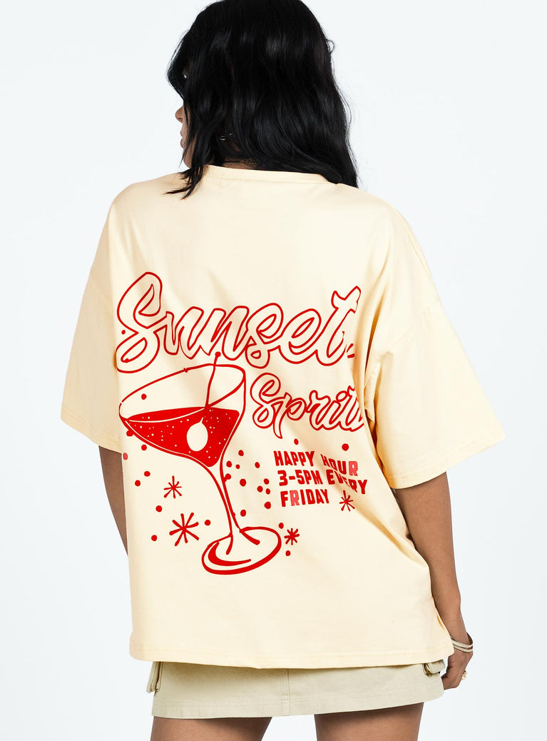 Sunset Spirit Oversized Tee Cream