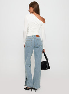 White Mustang Mid Rise Straight Leg Jean Light Blue