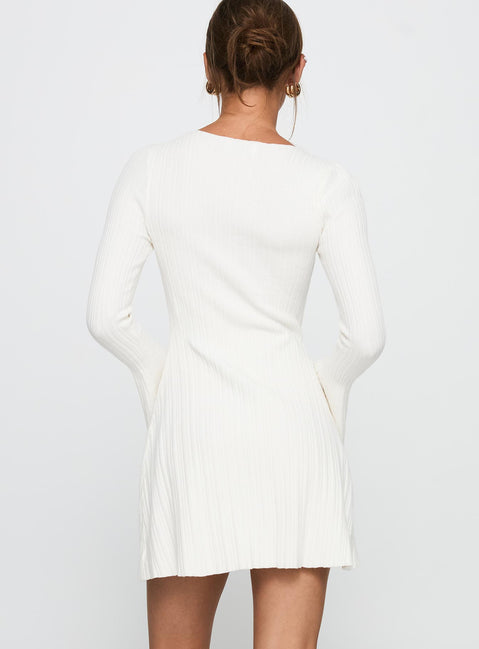 Terraces Long Sleeve Mini Dress White | Princess Polly Terraces Long Sleeve Mini Dress White | Princess Polly