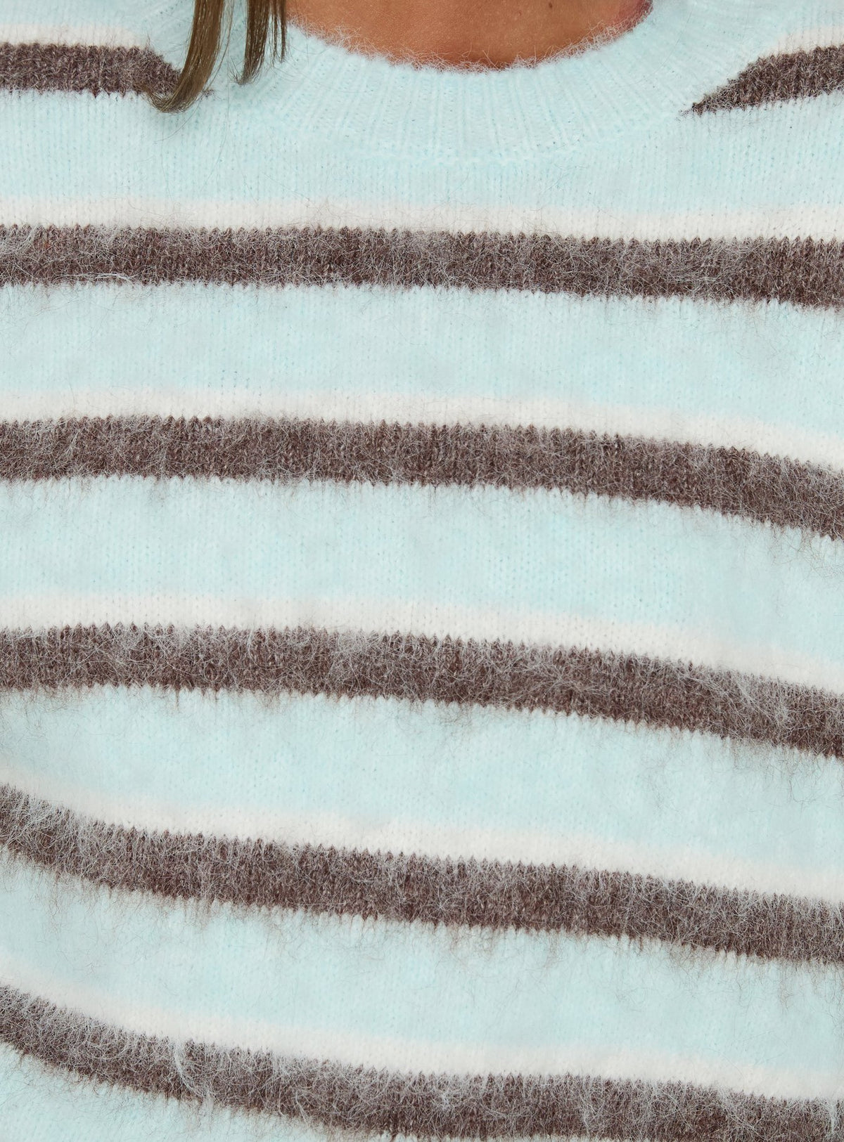Zionie Knit Sweater Aqua / Brown Stripe