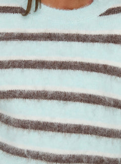 Zionie Knit Sweater Aqua / Brown Stripe