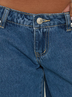 Francies Ultra Low Rise Jort Mid Blue Wash