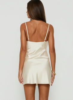 Laytonn Cowl Neck Satin Mini Dress Champagne