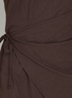 Noira Strapless Wrap Mini Dress Chocolate