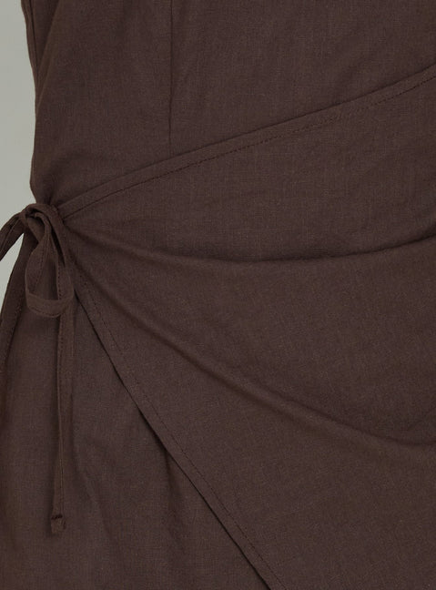 Noira Strapless Wrap Mini Dress Chocolate