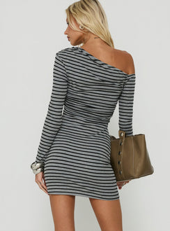 Beller Long Sleeve Mini Dress Grey / Black Stripe