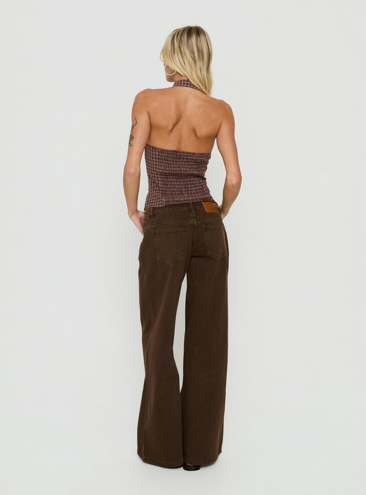 Picco Ultra Low Rise Wide Leg Jeans Brown