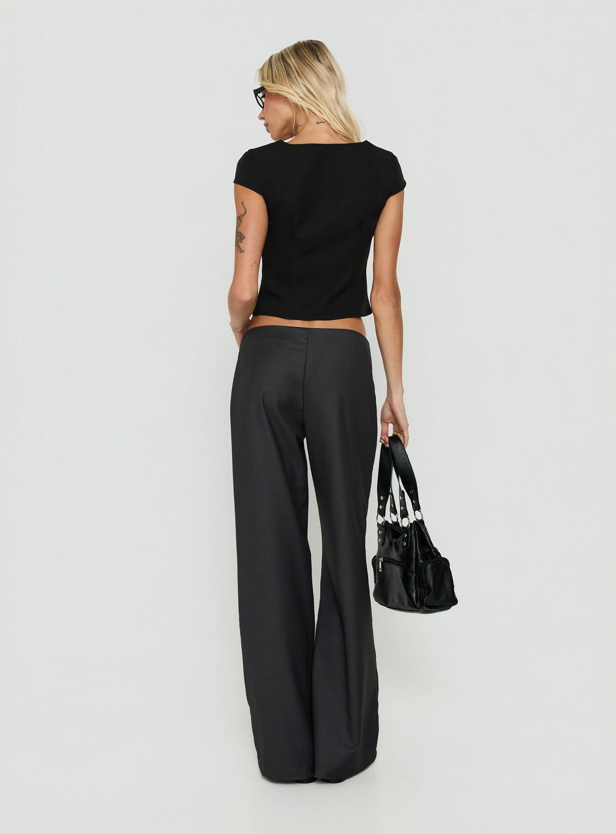 Agazia No Waist Low Rise Straight Pants Grey