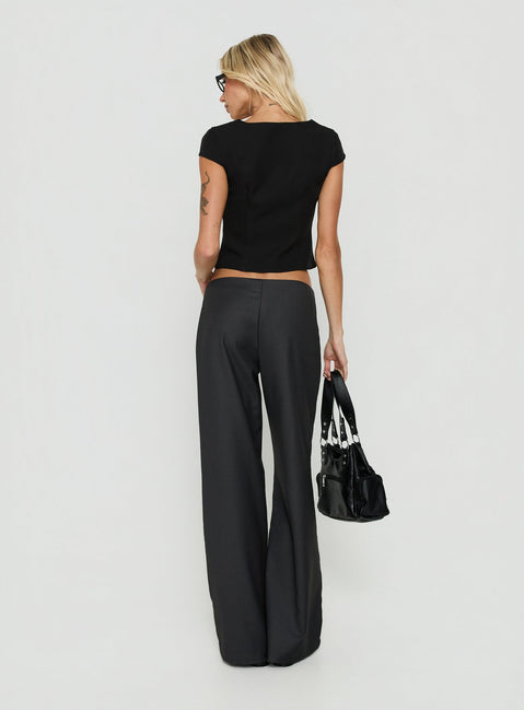 Agazia No Waist Low Rise Straight Pants Grey