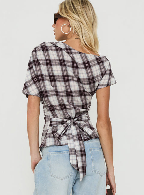 Khendall Off Shoulder Top Multi Check