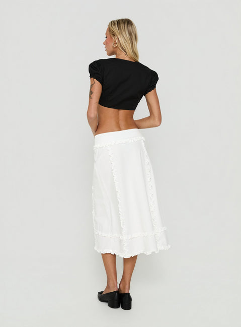 Sannah Ruffle Midi Skirt White