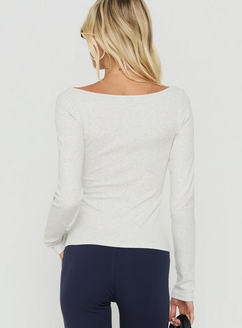 Keslie Long Sleeve Henley Top Grey