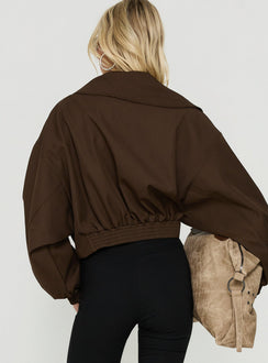 Adelaiide Cropped Wrap Trench Jacket Chocolate