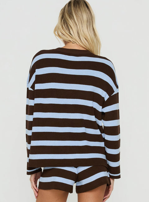 Henrea Knit Sweater Brown / Blue Stripe