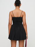 back view of model wearing Princess Polly Matisse Mini Dress Black Tall Square Neck 