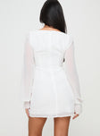 Princess Polly Square Neck  Bayford Long Sleeve Mini Dress White