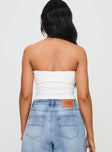 back view of model wearing Princess Polly Baseline Strapless Rib Top White Sleeveless straight 