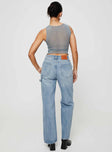 Rihanna Split Hem Jeans Mid Blue